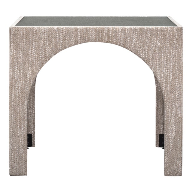 Tomlin Beige Game Table with Glass Top For Sale