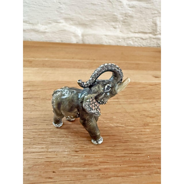 Jay Strongwater Hand-Enameled & Swarovski Bejeweled Elephant Figurine For Sale - Image 4 of 8