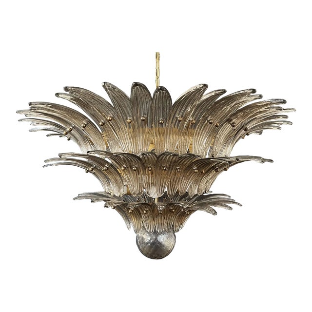 Palmette Ceiling Light Three Levels, 104 Smoked Glasses For Sale