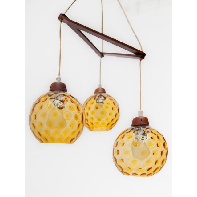 Vintage Danish Lamp in Teak with Amber Glass Bowls, 1950s For Sale - Image 6 of 16