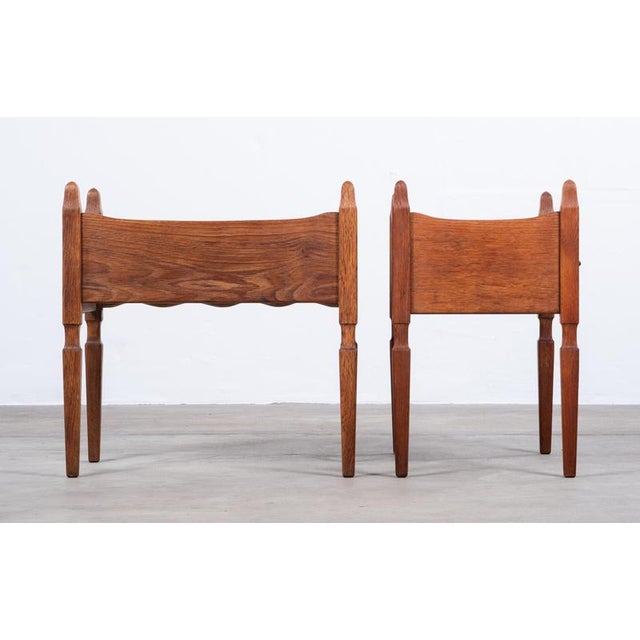 Brutalist Oak Nightstands attributed to Henning Kjærnulf, 1970s, Set of 2 For Sale - Image 6 of 9