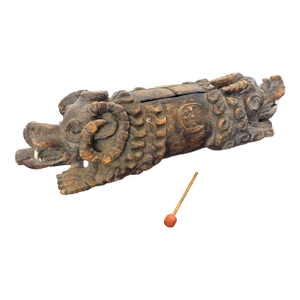 1950s Mexican Slit Drum Teponaztli Traditional Percussion Drum Hand Carved Art Aztec