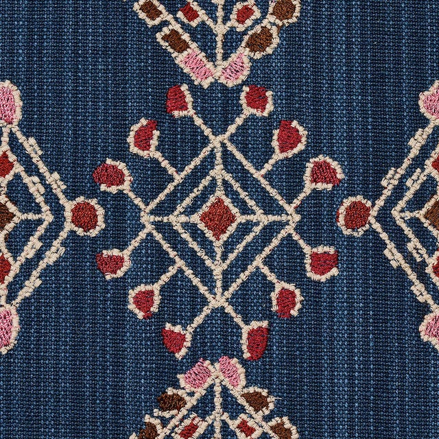 Schumacher Sample - Schumacher Kalindi Embroidery Fabric in Indigo For Sale - Image 4 of 5