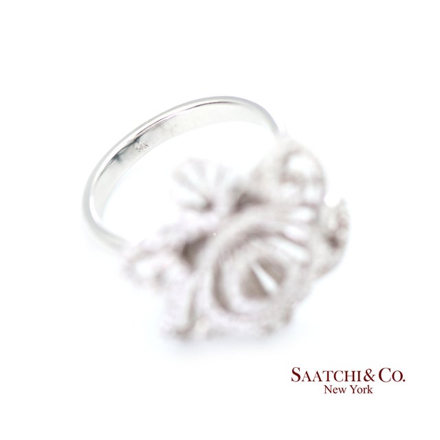 Metal 14k(585) White Gold Natural Diamond Ring Size 7 For Sale - Image 7 of 8