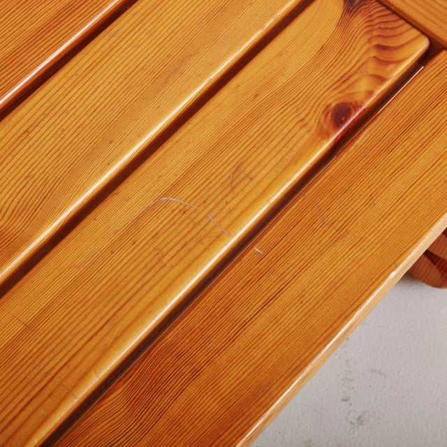 Brutalist Hand Carved Pine Bench by Glas Mäster Markaryd, Sweden 1970s For Sale - Image 11 of 12