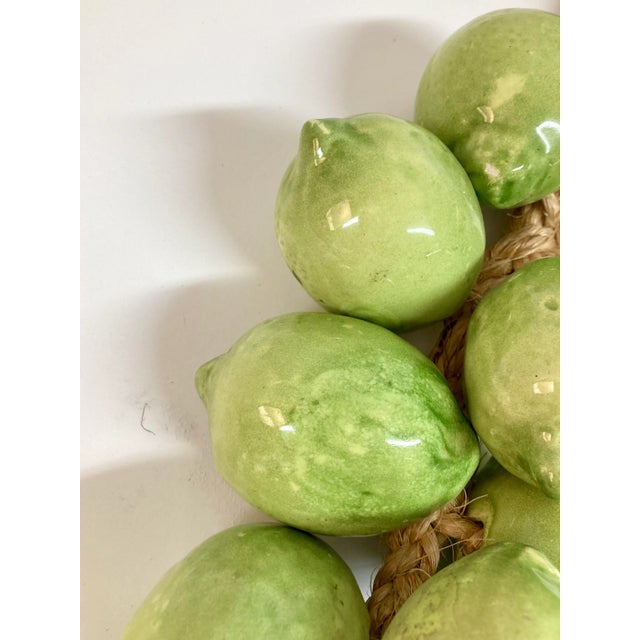 Italian Ceramic Glazed Green Limes on Straw For Sale - Image 10 of 12