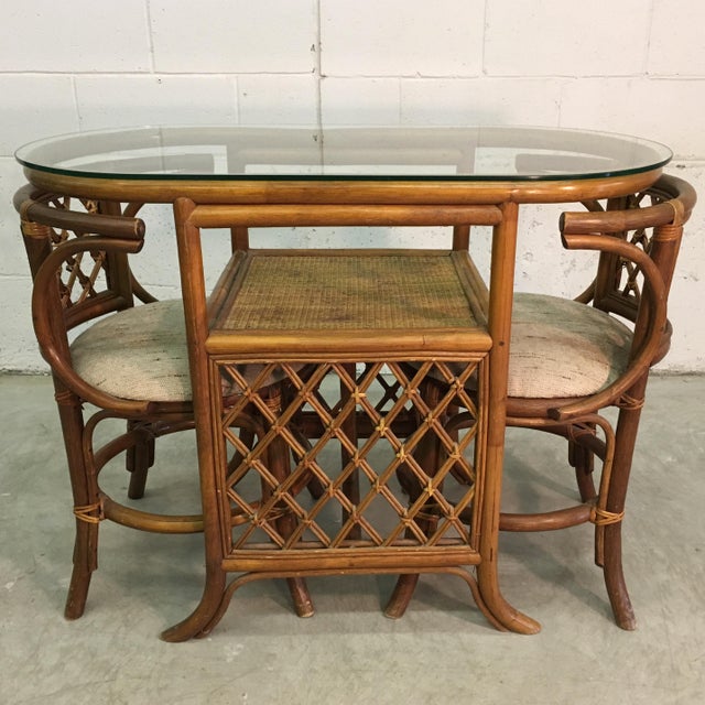 1960s Rattan & Glass Top Dining Set Chairish