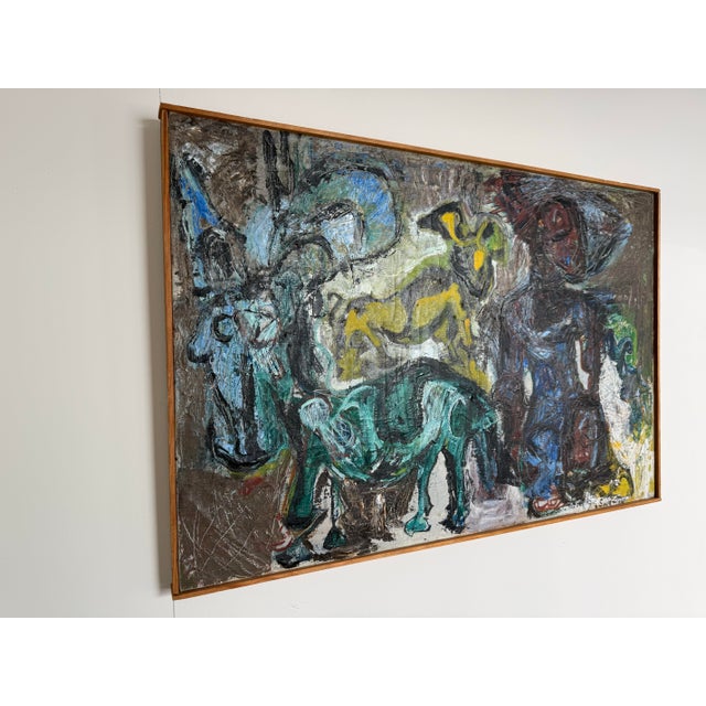 Abstract Mid 20th Century Abstract Expressionist Figure With Animals For Sale - Image 3 of 10