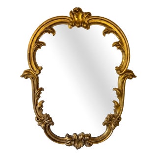 Antique 19th Century Rococo Revival Gilt Gesso Wall Mirror with Scrollwork For Sale