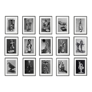"Picasso's Sculptures #3" Contemporary Black and White Gallery Wall of Photographs, Framed - Set of 15