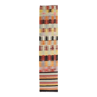 Vintage Zabihi Collection Turkish Kilim Runner - 3' x 15'9" For Sale