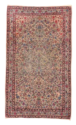 1920s Antique Hand Made Kerman Lavar Persian Rug-3′2″ × 5′9″