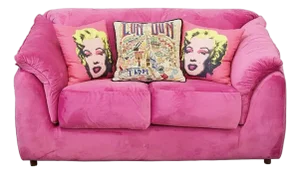 Fuchsia Pink Velour Upholstered Designer Love Seat- Sofa