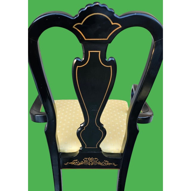 Pair of Vintage Drexel Chinoiserie Queen Anne Style Armchairs For Sale - Image 11 of 12