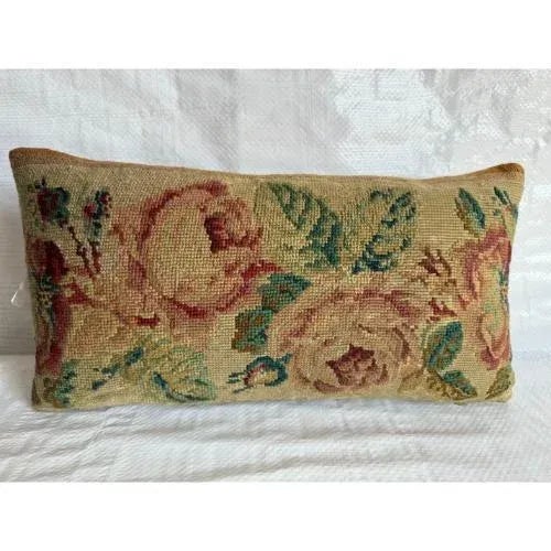 Immerse yourself in the whispers of Victorian elegance with our 1854 English Needlework Pillow, measuring 17" x 9". This...