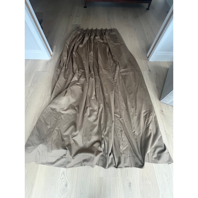 2000 - 2009 Brown Cotton Sateen Curtains With Blackout Lining, One Pair For Sale - Image 5 of 12