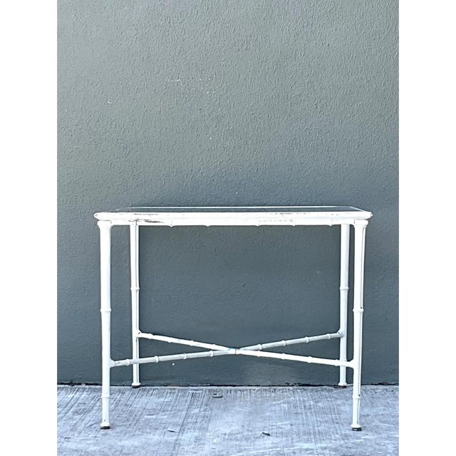 Vintage Brown Jordan “Calcutta” Metal and Glass Patio Side Table For Sale In West Palm - Image 6 of 12
