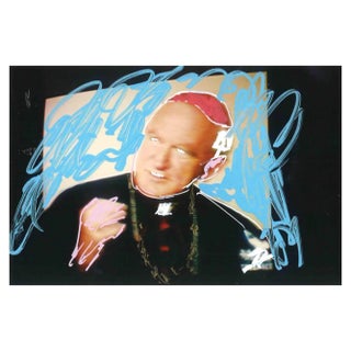 Mario Schifano, The Cardinal, Mixed Media on Photograph, 1990s For Sale