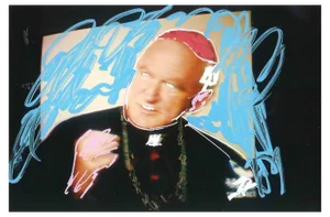 Mario Schifano, The Cardinal, Mixed Media on Photograph, 1990s