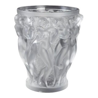 Vintage Lalique France Bacchantes Vase Large For Sale