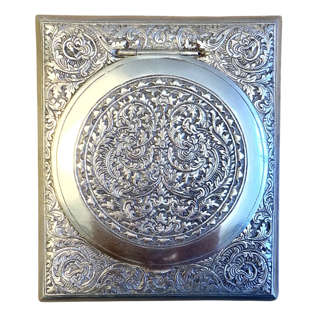 Pocket Powder Compact in Sterling Silver, 1890s | Chairish