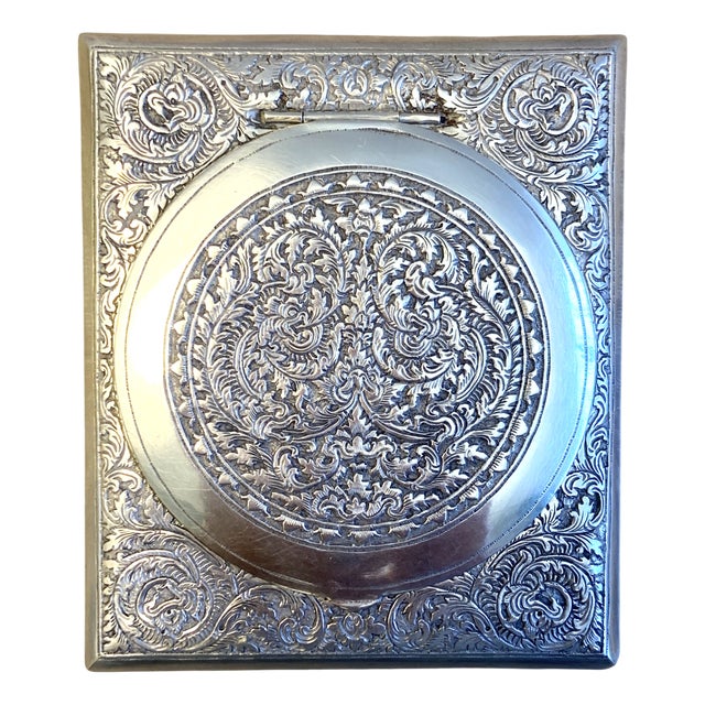Pocket Powder Compact in Sterling Silver, 1890s For Sale