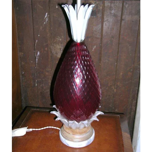 1950s 1950s Vintage Venetian Murano Glass Pineapple Lamp For Sale - Image 5 of 17