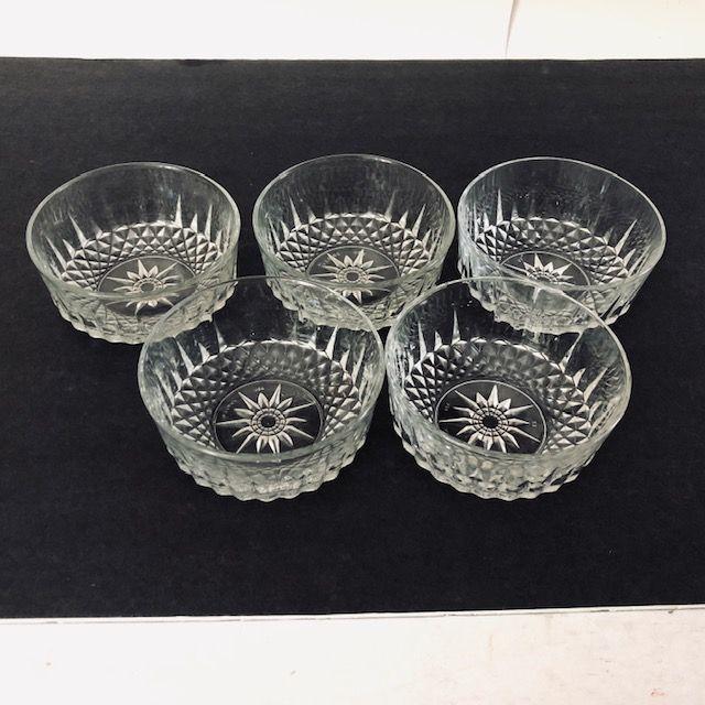 Vintage Arcoroc France Diamond Design Clear Glass Bowls S 5 Chairish