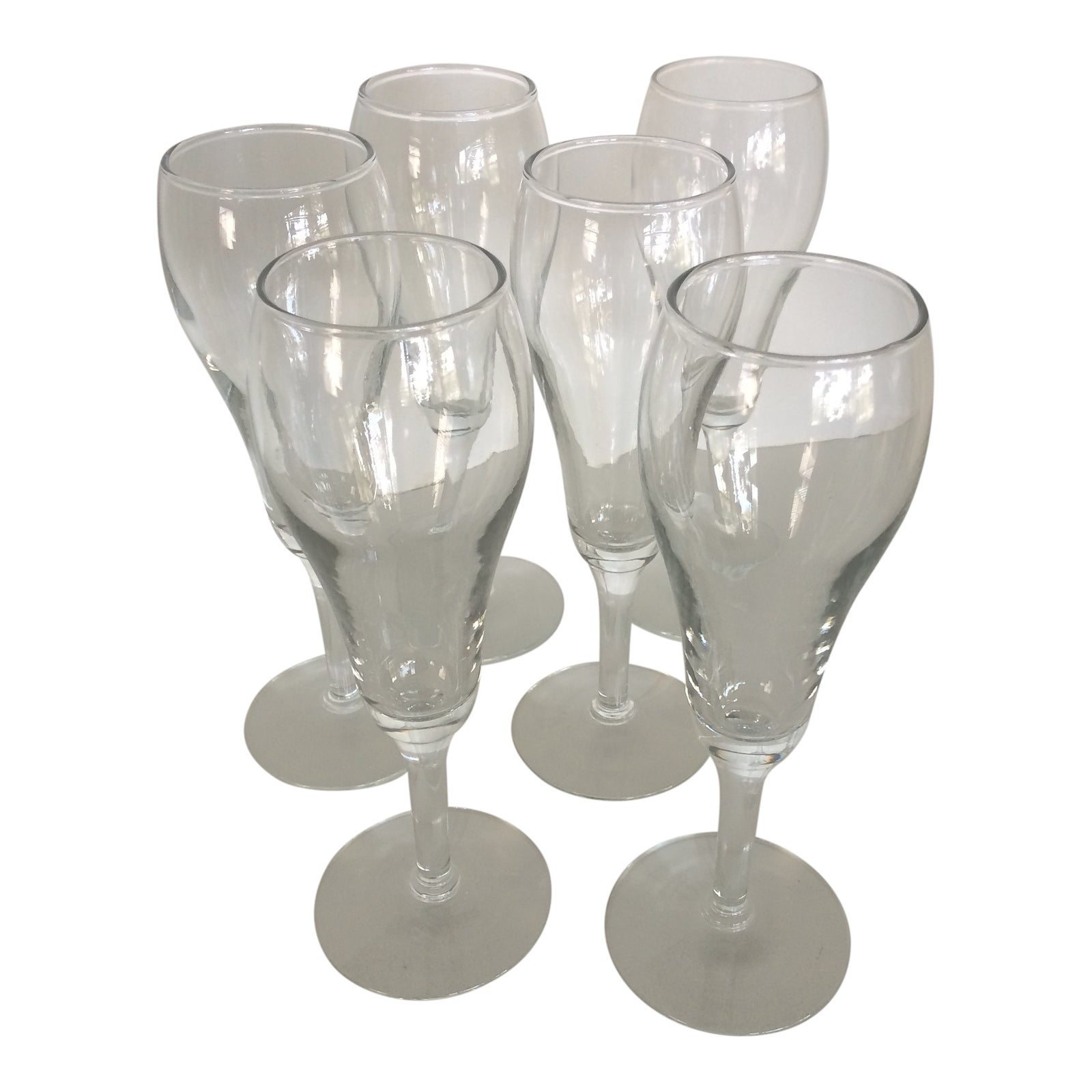 Set of 6 Small Vintage Tulip Style Champagne Glasses Chairish