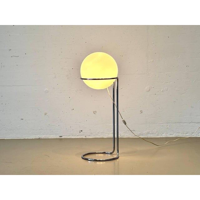 Silver Space Age Floor Lamp with Opal Glass Globe and Chrome Frame, 1970s For Sale - Image 8 of 18
