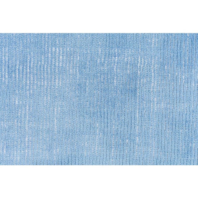 Modern "Skywash" Modern Hand-Knotted Solid Light Blue Linen Rug by Doris Leslie Blau For Sale - Image 3 of 6