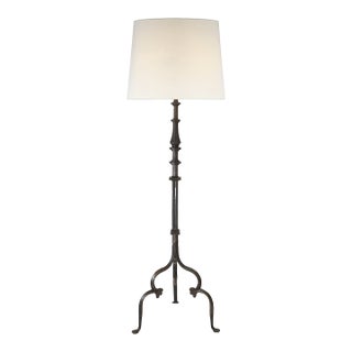 Suzanne Kasler by Visual Comfort Signature Madeleine Floor Lamp in Aged Iron with Linen Shade For Sale
