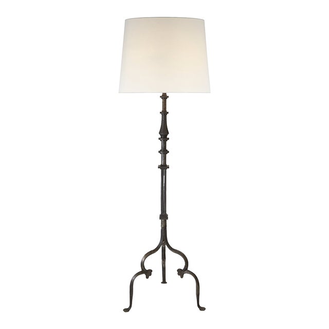 Suzanne Kasler by Visual Comfort Signature Madeleine Floor Lamp in Aged Iron with Linen Shade For Sale