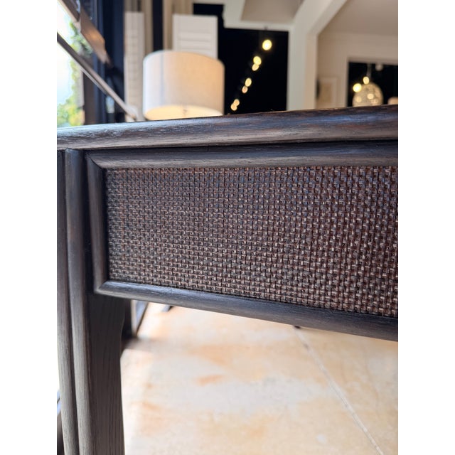 McGuire Espresso Wood Desk With Cane Detailing For Sale - Image 10 of 14