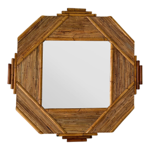 Large Bamboo and Rattan Mirror by Colin Morrow for Vivai Del Sud. Italy, 1970s