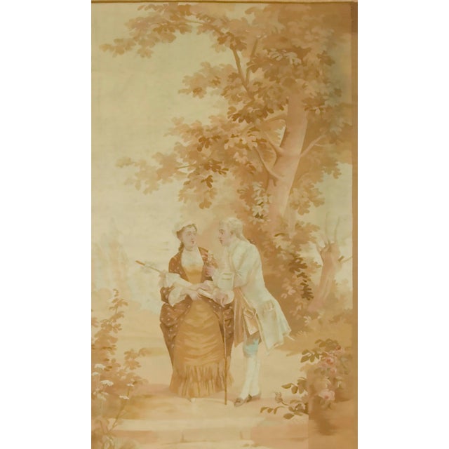 Tan Antique Circa 1880 French Aubusson Tapestry 2'8 X 4'1 For Sale - Image 8 of 8