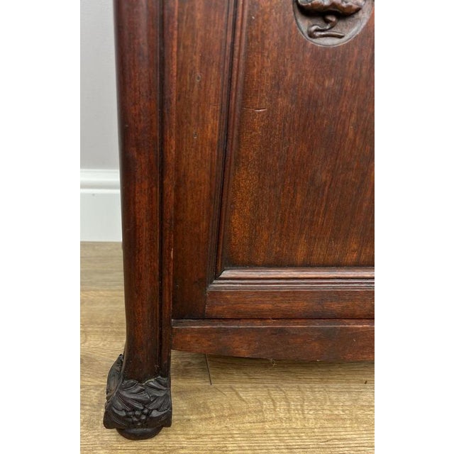 Metal Antique French Style Walnut Bedside Table with Marble Top For Sale - Image 7 of 12