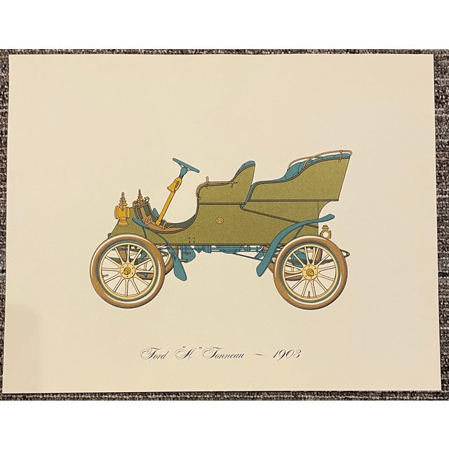 Traditional Antique Automobiles Lithograph - Set of Six For Sale - Image 3 of 7