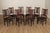 High Quality Antique Early 20th Century Set of Eight Oak Dining Chairs with Slatted Backrests and Leather Seats, Designed...