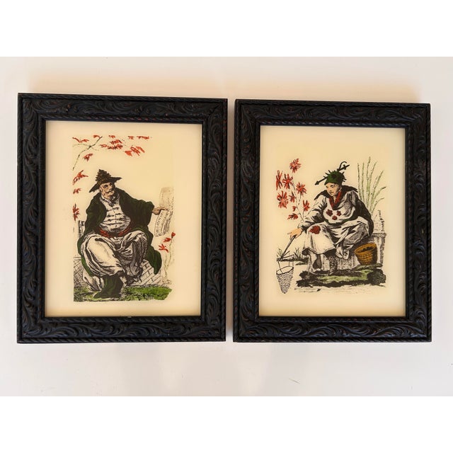 Early 21st Century Pair of Vintage Chinoiserie Eglomise Reverse Glass Paintings For Sale - Image 5 of 10
