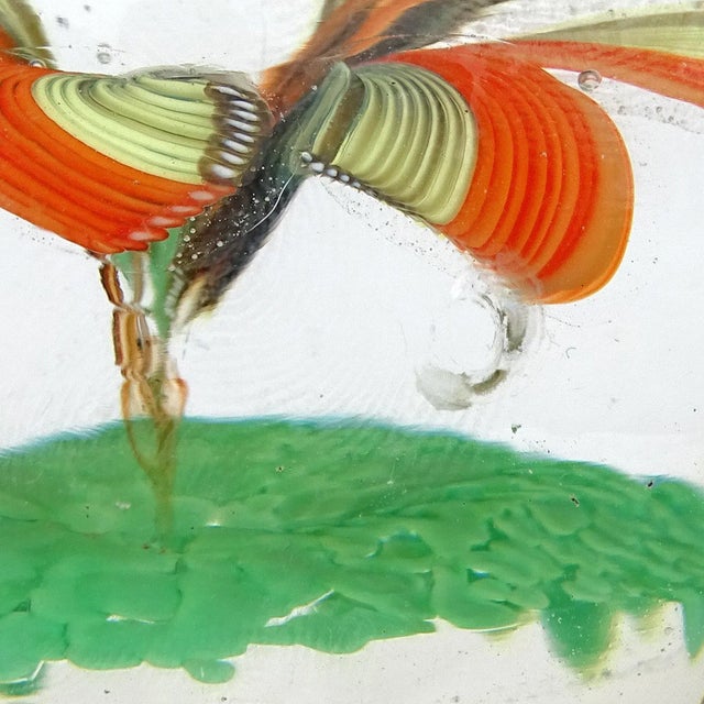 Vintage Murano Fratelli Toso Green Orange Millefiori Flower Italian Art Glass Paperweights - Set of 3 For Sale - Image 10 of 10