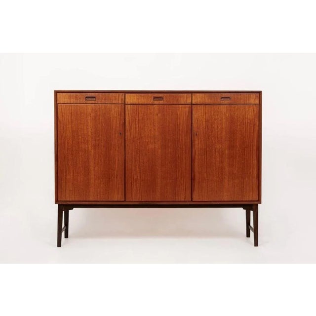 Mid-Century Modern Mid Century Swedish Teak Wood High Cabinet Credenza or Sideboard For Sale - Image 3 of 11