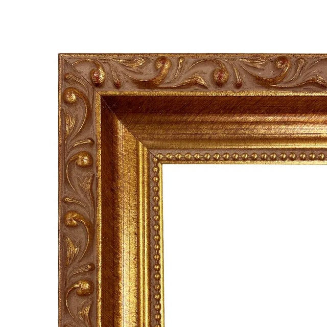 Rustic European Dutch Landscape With Cottage Print on Canvas in Thin Gold Wood Frame- a 7" X 11" Print, Framed to 9" X 13" For Sale - Image 3 of 5