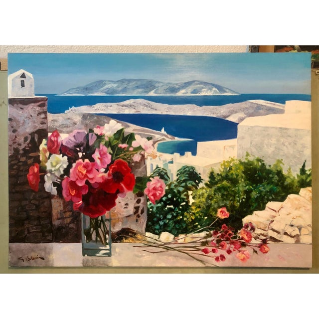 Mid 20th Century Georges Blouin French Oil Painting of a Greek Island Landscape For Sale In Miami - Image 6 of 7