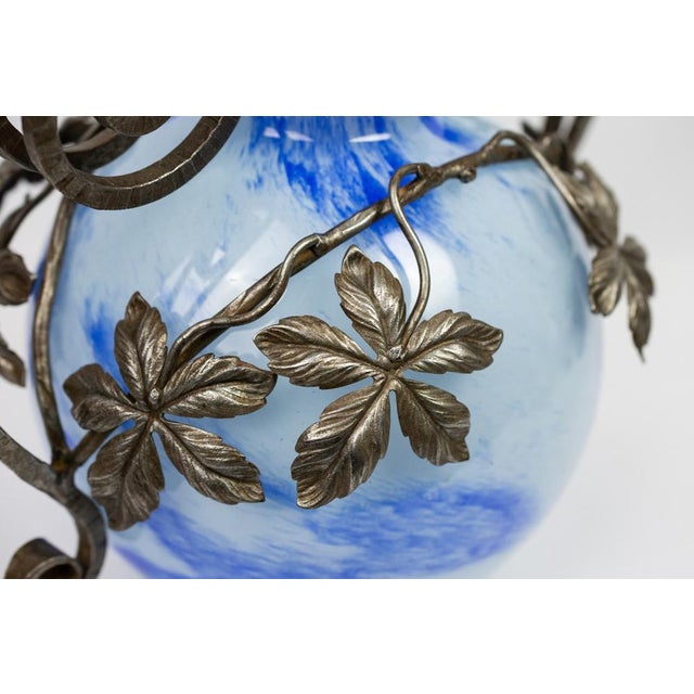 Art Nouveau Vase in Blown Blue Marbled Glass by André Delatte, 1925 For Sale - Image 12 of 14