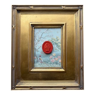 Grand Tour Replica Plaster Intaglio of Mother and Children in Closed Corner Plein Air Frame For Sale