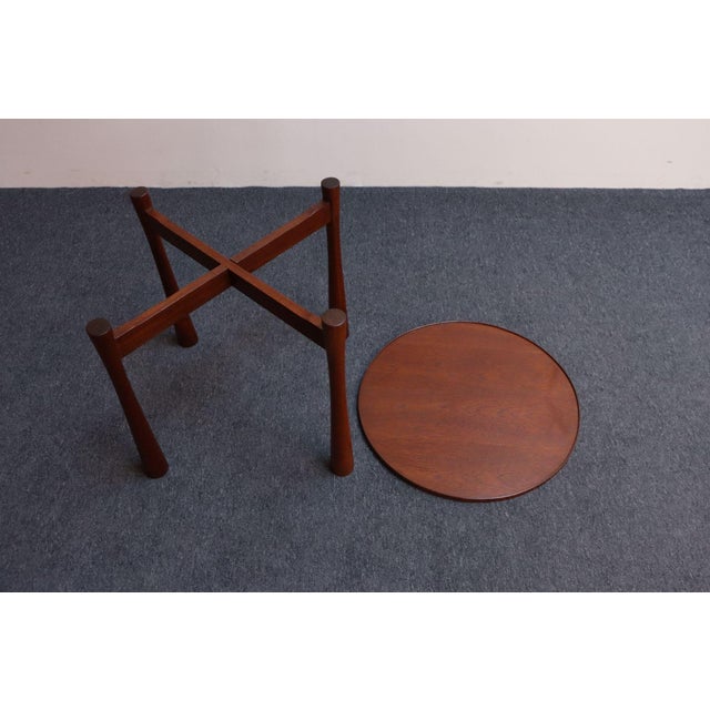 Brown Danish Modern Teak Side Table With Removable Tray Top and Collapsible Base For Sale - Image 8 of 12