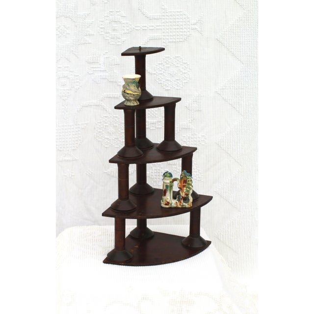 1930s Large Folk Art Spool Corner Shelf From the 1930s For Sale - Image 5 of 8