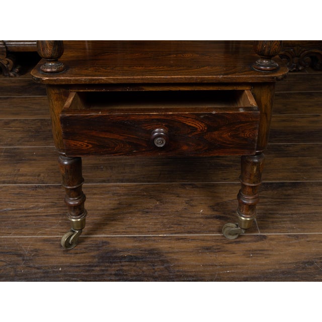 Brown English 19th Century Wooden Trolley with Three Shelves and Single Drawer For Sale - Image 8 of 10