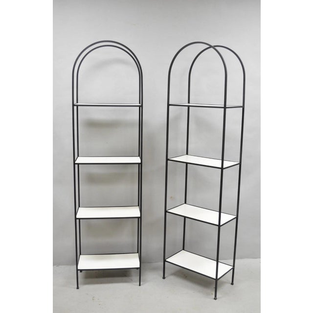 Vintage Mid Century Modern Narrow Arched Wrought Iron Etagere Bookcase - A Pair For Sale - Image 14 of 14